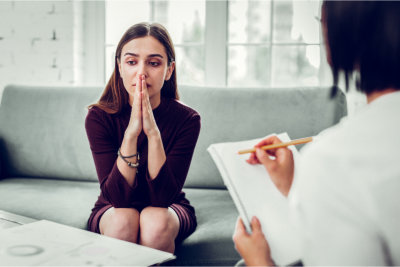 caregiver and patient talking